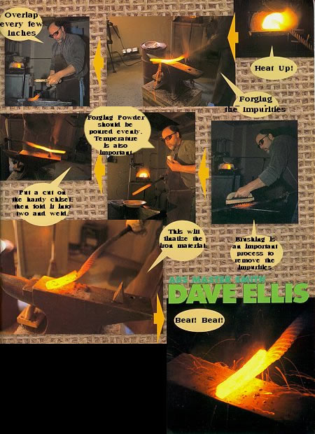 Magazine photo page: forging wire Damascus step by step